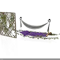 Decorative Screen With Hammock Purple Cushion Green Plants And Floral Decor