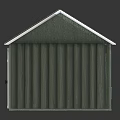 Wooden House With Green Siding Brown Roof Window Shutters And Double Doors