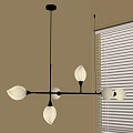 Modern Linear Chandelier With Glass Shades And Metal Frame In Indoor Space Near Window