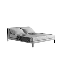 Modern Minimalist Double Bed Frame Design With Light Colored Mattress Pillows And Black Legs