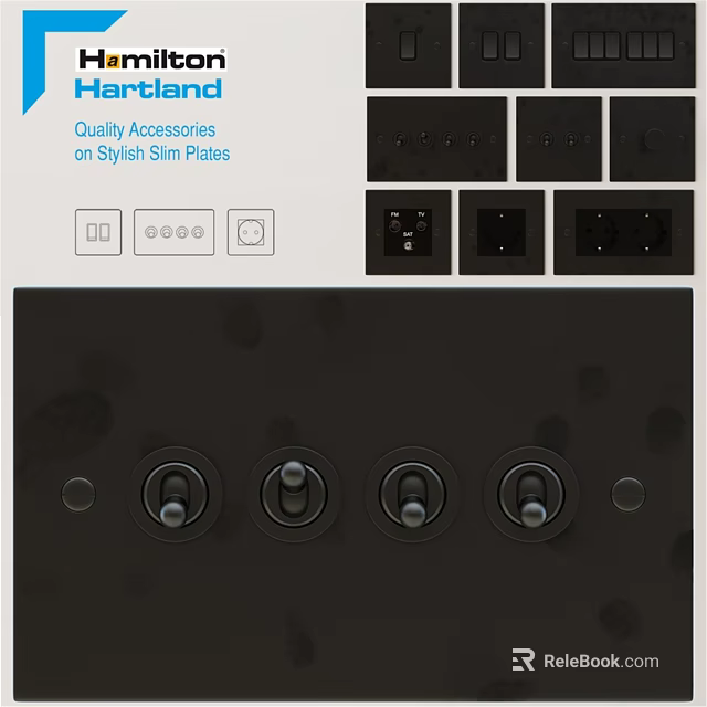 Quality Electrical Accessories On Stylish Slim Plates With Switches And Sockets 3d model 