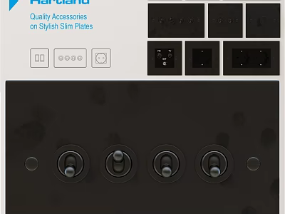 Quality Electrical Accessories On Stylish Slim Plates With Switches And Sockets 3d model