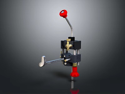 Mechanical Industrial Device With Red Knobs Black Body Metal Structure And Adjustable Lever 3d model