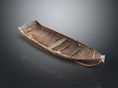 Traditional Wooden Boat With Handcrafted Hull And Natural Wood Grain Details 3d model