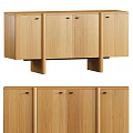 Modern Oak Wooden Sideboard With Multiple Storage Cabinet Doors Design 3d model