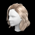 Human Head 3D Model Featuring Blonde Long Wavy Hair And White Facial Structure