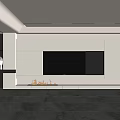 Modern TV Wall Interior Design With White Panel Dark Shelves And Fireplace 3d model
