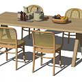 Nordic Dining Table and Chair Combination Casual Rattan Dining Table and Chair Fruit Tea Set 3d model