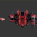 Game Movie Character Red Mech Robot With Detailed Sword Weapon And Armor Design