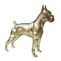 Silver Boxer Dog Sculpture Decorative Ornament Metallic Standing Pose Home Decor