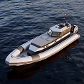 Sleek Modern Yacht Sailing On Calm Blue Sea With Rippling Water Surface