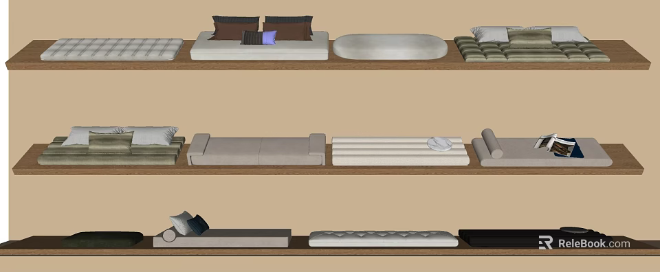 Modern Bay Window Interior Design With Cozy Cushions And Stylish Pillows 3d model 