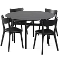 Contemporary Black Round Dining Table Set With Four Matching Chairs 3d model