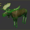 Realistic Brown Moose With Large Antlers Standing On Gray Background 3d model