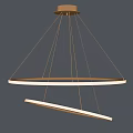 Modern Minimalist Double Ring LED Pendant Light Hanging Over Gray Wall Interior 3d model