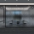 Modern Building Exterior Wall With Glass Grid Design And Metal Frame Structure