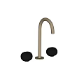 Stylish Golden Faucet With Black Knobs And Modern Design Features