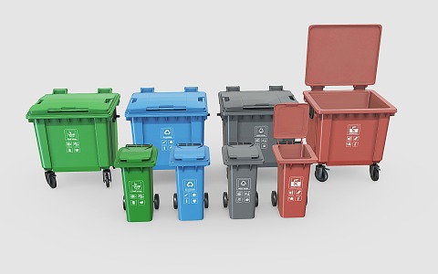 Trash bin sorting trash can outdoor trash can 3d model