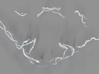 White Winding Vines Pattern On Gray Background With Curved Twisted Lines 3d model