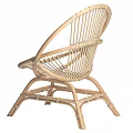 Rattan Leisure Chair with Woven Seat and Curved Armrests Modern Minimalist Design