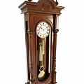 Classic Wooden Grandfather Clock With Carved Details Pendulum And White Dial