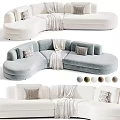 Modern Curved Sectional Sofa With Throw Pillows And Multiple Color Options 3d model