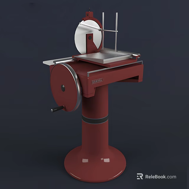 Red Tabletop Hardware Cutting Tool With Circular Saw Blade And Sturdy Base 3d model 
