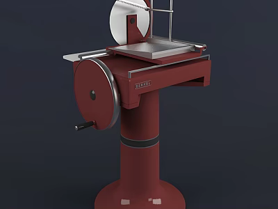 Red Tabletop Hardware Cutting Tool With Circular Saw Blade And Sturdy Base 3d model