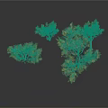 Natural Green Bushes And Small Trees On White Background With Various Sizes And Shapes
