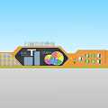 Modern children's interactive multi-functional landscape wall 3d model