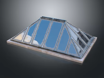 Architectural Glass Skylight Structure For Building Roof With Clear Glass Panels 3d model