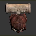 Red Steampunk Mask With Green Lenses And Metal Respirator Components