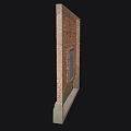 Traditional Red Brick Building Exterior Wall With Small Window And Concrete Base