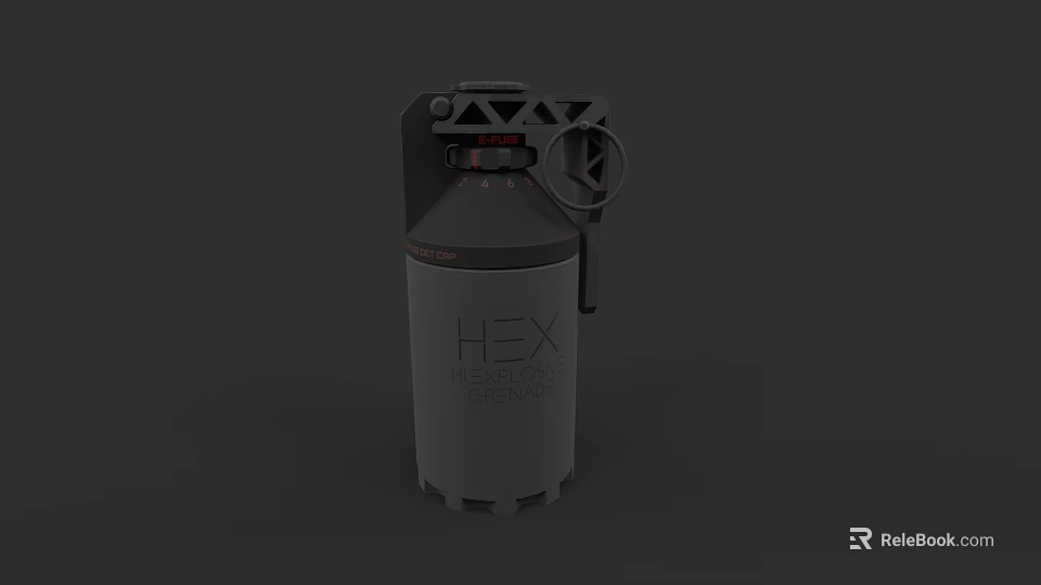 HEX Fragmentation Grenade Military Weapon With Pull Ring And Design Details 3d model 