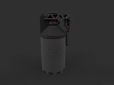 HEX Fragmentation Grenade Military Weapon With Pull Ring And Design Details 3d model