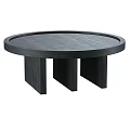 Round Dark Wooden Functional Table With Three Support Legs Design 3d model