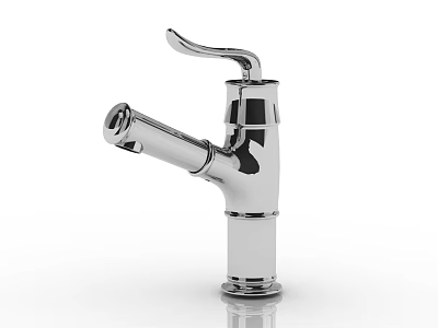 Modern Stainless Steel Faucet With Curved Spout And Single Handle Design 3d model
