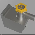 Industrial Gray Device Featuring Yellow Cap Silver Pipe And Red Knob 3d model