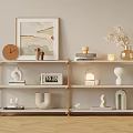 Cream Silent Rack Side Cabinet Ornament Combination 3d model