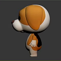 Cute Orange And White Cartoon Dog 3D Model With Big Ears Standing Pose