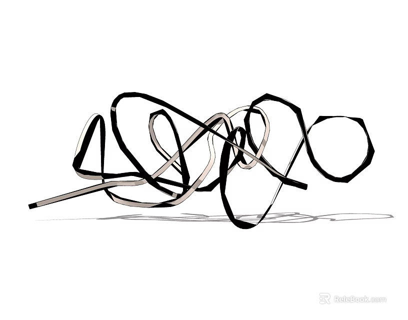 Abstract Pendant Light with Unique Curved Lines and Artistic Design for Modern Interior Decor 3d model 