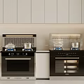 Stylish Modern Kitchen With Double Ovens Gas Stoves And White Cabinets
