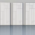 Three White Hinged Doors With Geometric Line Design For Modern Interior Spaces 3d model