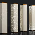 Modern Decorative Columns With Geometric Hollow Patterns And Dark Top Bottom Accents 3d model