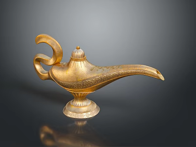 Vintage Golden Lighting Combination With Exquisite Patterns Curved Handle And Ornate Base Design 3d model