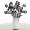 Clear Glass Vase with Pink Roses and Green Leaves on Light Colored Surface
