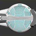 Futuristic White Tech Accessory With Blue Glowing Lines And Sleek Circular Structure Design