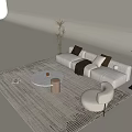 French Cream Sofa Coffee Table Cream Coffee Table Round Table Fabric Backrest Sofa Chair Solid Wood Sofa 3d model