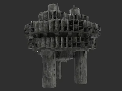 Garden Landscape Architectural Structure With Multi tiered Stone Pillars And Platforms 3d model