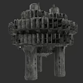 Garden Landscape Architectural Structure With Multi tiered Stone Pillars And Platforms